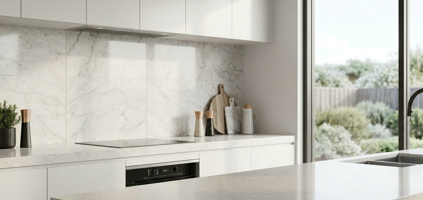 Kitchen renovation Geelong: stone benchtops and splashbacks